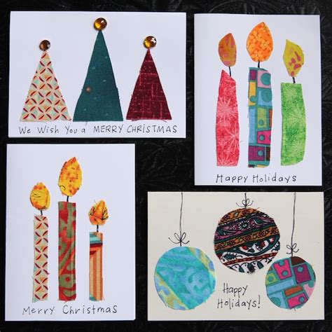 Fabric Scrap Christmas Cards - Happy Hooligans