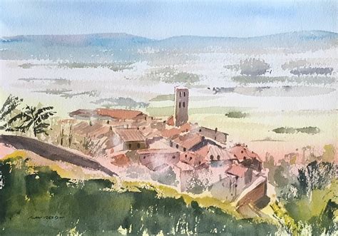 Cortona Tuscany - Original Watercolor SOLD - Alan Reed Art Cortona Tuscany Painting