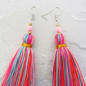 Boho Earrings, Multicolors Tassel Earrings - Etsy