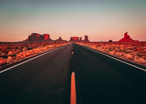 Asphalt road, road, desert, clear sky, USA HD wallpaper | Wallpaper Flare