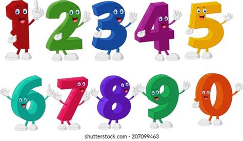 Set Funny Cartoon Numbers Mathematical Operation Stock Vector (Royalty ...