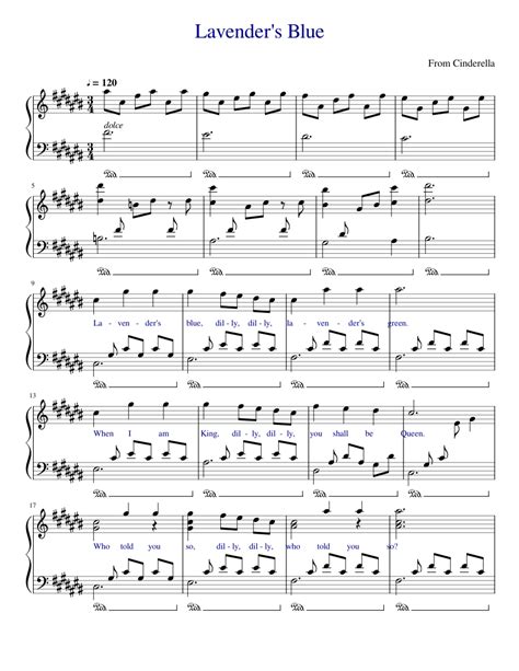 Lavender's Blue - Cinderella 2015 Sheet music for Piano (Solo ...