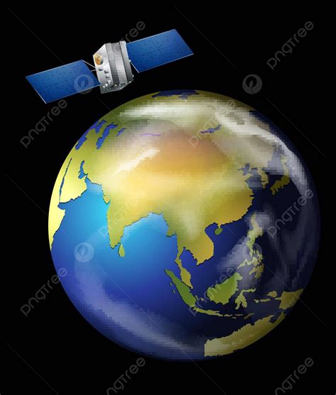 Satellite Orbiting Earth Moving Satellite Communication Vector, Moving, Satellite, Communication ...