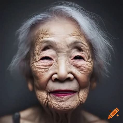 Portrait of an elderly woman with japanese and irish heritage on Craiyon