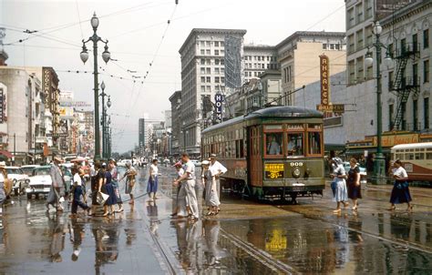 Canal Street at St. Charles, New Orleans, June 15, 1957. Photo by William P. Volkmer. Shorpy ...