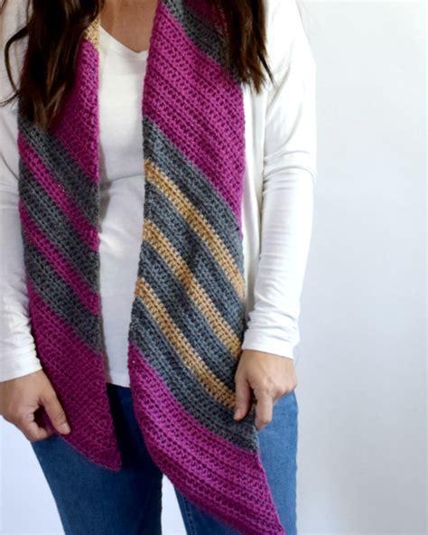 Easy Diagonal Scarf Crochet Pattern - Hooked on Homemade Happiness