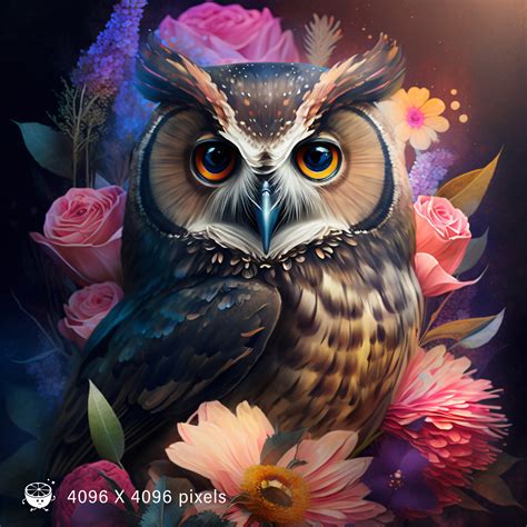 Owl Clipart With Flower Background Instant Downloadable - Etsy