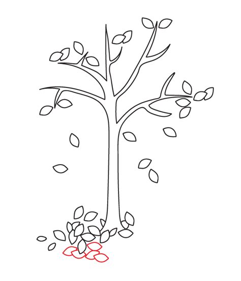 a drawing of a tree with lots of leaves on the branches and two red circles around it