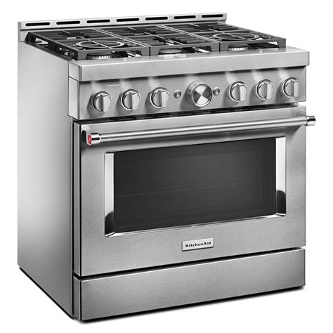 KITCHENAID Gas Range - 6 Burners - 5.1 cu. ft. - 36" - Stainless Steel KFGC506JSS | Réno-Dépôt