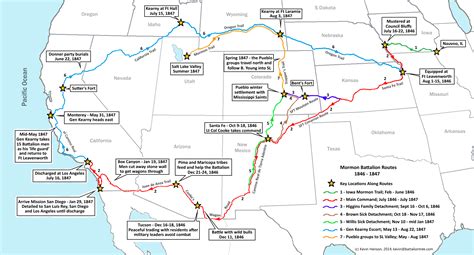 Mormon Battalion Routes Mormon Battalion, Mormon Pioneers, Kearny, Mojave Desert, Route Map ...