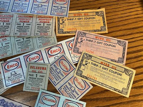 Gas Station Coupon Lot Service Gasoline Gallon Stamp Gift Ticket Ration ...