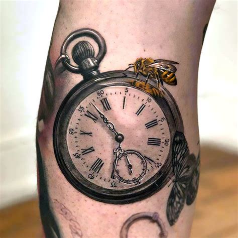 Super Realistic Pocket Watch Tattoo Idea