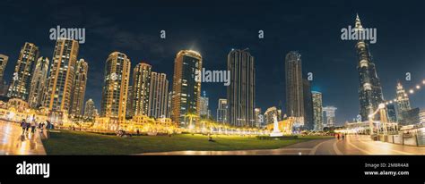 A panoramic view of the Burj Khalifa in Dubai at night Stock Photo - Alamy