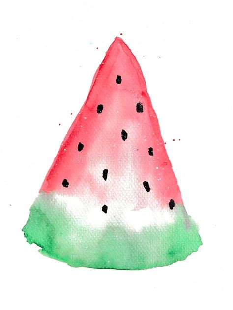 Watercolor Painting of a Slice of Watermelon Stock Image - Image of ...