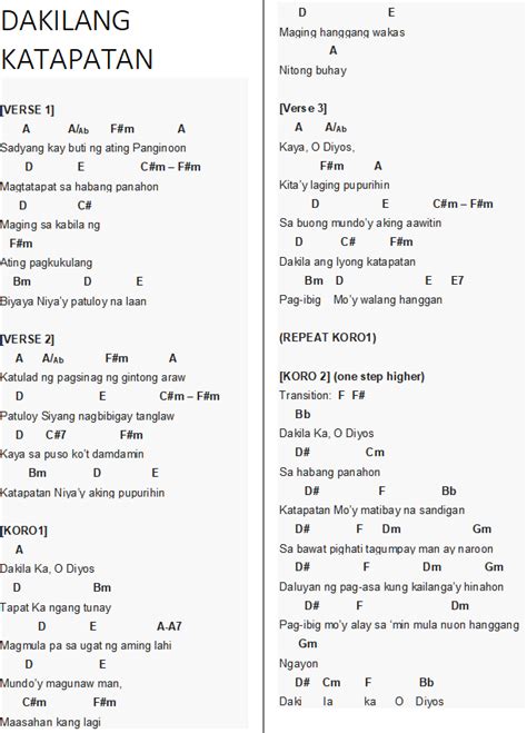 Gospel Songs: Dakilang Katapatan - Lyrics and Chords