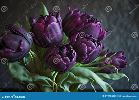 Original Dark Purple Tulips Bouquet for Anniversary Greetings Stock ...