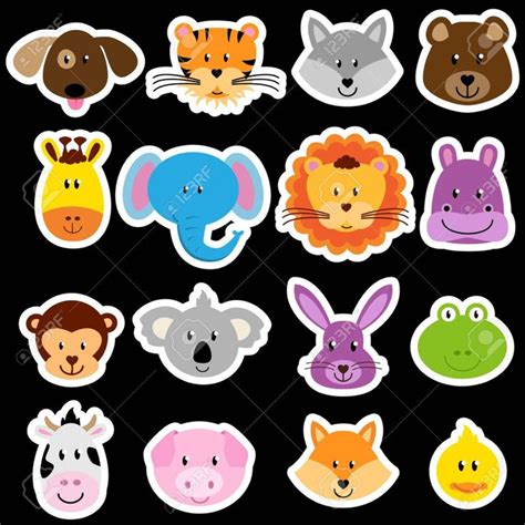 Vector Zoo Animal Sticker Collection Stock Vector - 40603606 | Animal ...