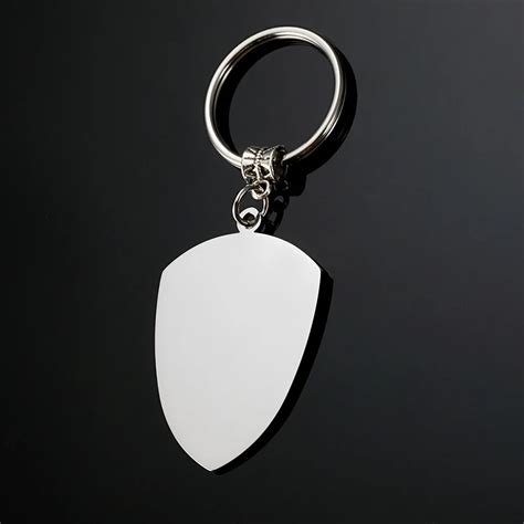 100% Stainless Steel Shield Keychain Blank For Engrave Metal Military Plate Key Chain Mirror ...