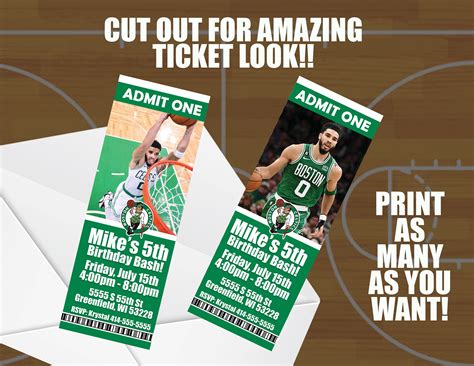 Boston Celtics Ticket Birthday Invitations High Quality 300 DPI You ...