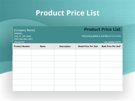 EXCEL of Product Price List.xlsx | WPS Free Templates