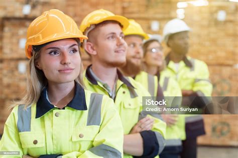 Warehouse And Factory Concept Group Of Male And Female Warehouse Workers Standing Together With ...