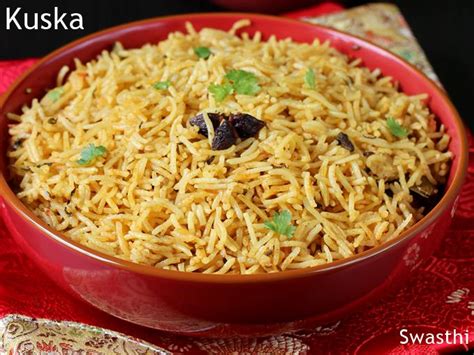 Biryani Rice Recipe | Kuska Rice - Swasthi's Recipes