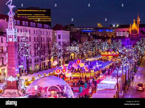 Christmas in Brussels, Belgium, Christmas market on the Fish-Market ...