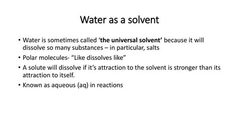 💌 Water universal solvent examples. Water Molecule & Polarity. 2022-10-24