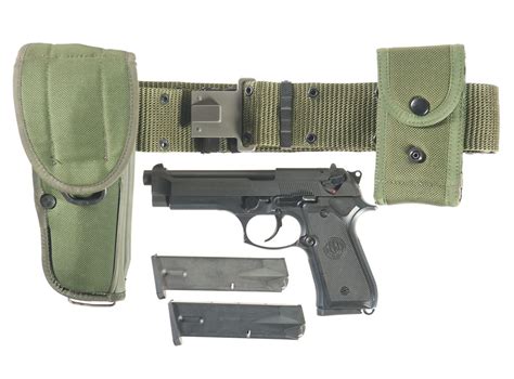 Beretta M9 Semi-Automatic Pistol with Web Belt, Holster, Magazine Pouch ...