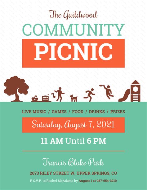 Simple Community Picnic Event Poster - Venngage