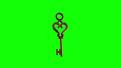 Green screen video golden key. Animation of a golden key on a green ...