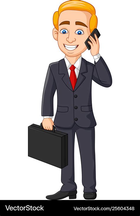 Cartoon businessman talking on phone Royalty Free Vector