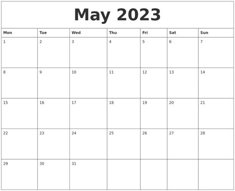 May 2023 Printable Calander