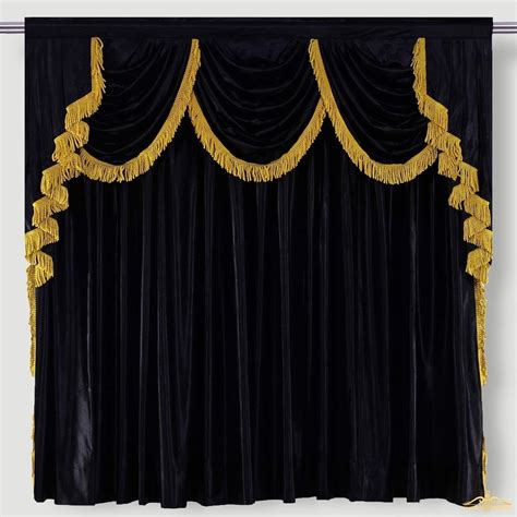 Black home theater curtain | swag valance curtains - Maurvii