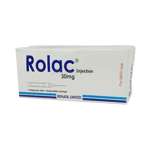 Rolac | 30 mg/ml | Injection | রোলাক ৩০ মি.গ্রা./মি.লি. ইঞ্জেকসন | Renata Limited | Indications ...