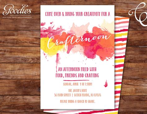 Craft Party Invitation Paint Night Crafter-noon Art | Etsy