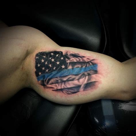 35+ Thin Blue Line Flag Tattoo Forearm - EllamaeJax