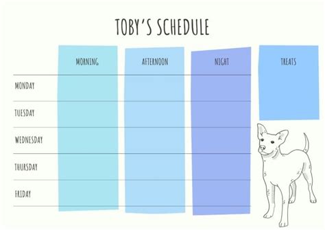 Customize this Simple Linear Dog Feeding And Treats Weekly Schedule ...