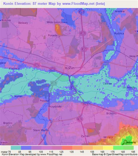 Elevation of Konin,Poland Elevation Map, Topography, Contour