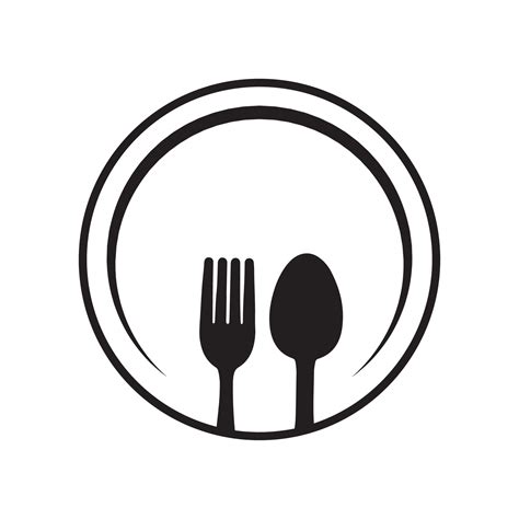 modern shape plate with spoon and fork logo symbol icon vector graphic ...