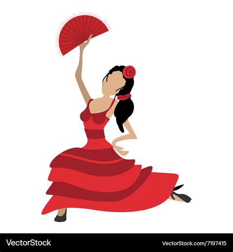 Flamenco dancer girl cartoon icon Royalty Free Vector Image