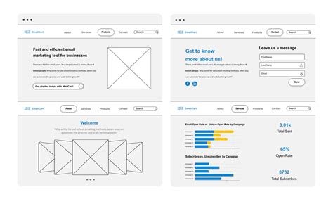 Email Marketing Tool Website Wireframe Template | Visme