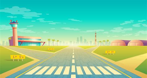 Vector landing strip for airplanes, terminal near - Download Free Vectors, Clipart Graphics ...