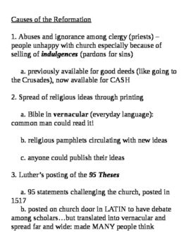 Causes and Effects of the Reformation, Lecture by Rebecca's History Lessons