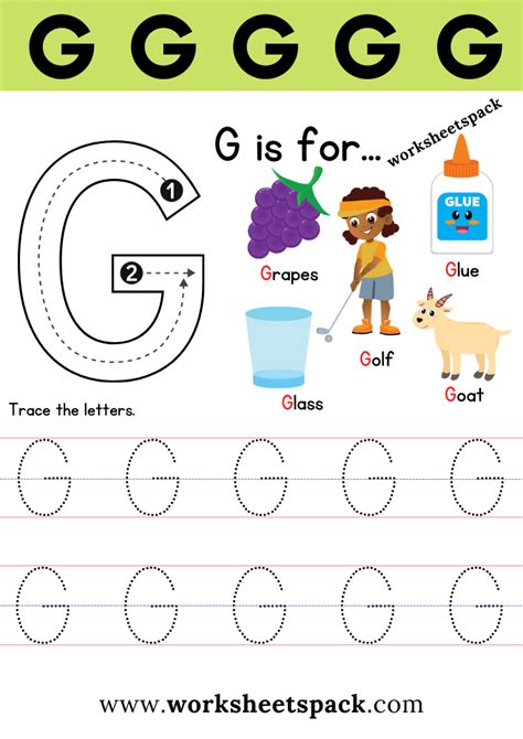 Free Letter G Printable Worksheets - worksheetspack