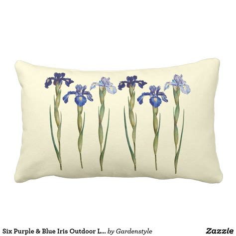 Six Purple & Blue Iris Outdoor Lumbar Pillow Throw Pillows Bedroom ...