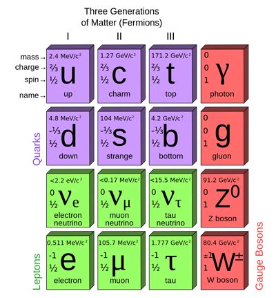 diagram of the particles in the Standard Model of particle physics ...