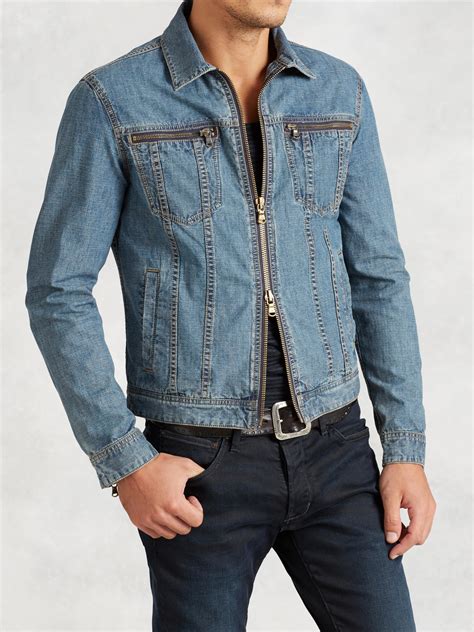 Lyst - John Varvatos Denim Zip Jacket in Blue for Men