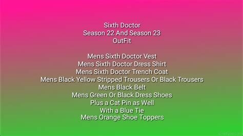 Sixth Doctor Season 22 And Season 23 Outfit - YouTube