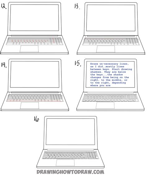 How to Draw a Computer Laptop Using One Point Perspective in Easy Steps Tutorial - How to Draw ...